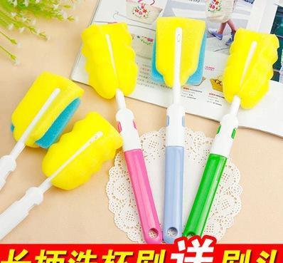 長柄海綿杯刷與奶瓶刷 一件代發，貼心附贈可替換刷頭，家庭日用品優選